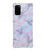 Samsung Galaxy S20 Plus  Köşe Korumalı Antişok Kapak Floral Pudra Tasarımlı Şeffaf  Kılıf