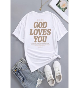 Good Loves You Baskılı Unisex Oversize Tshirt (A.Beyaz)