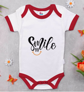 BK Kids Smile Tasarımlı Kırmızı Bebek Body Zıbın-2