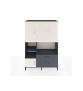Hyperion Dolap 7 Raflı 2 Çekmeceli 5 Kapaklı 132x44x195 Antrasit-Aytaşı/Antrasit