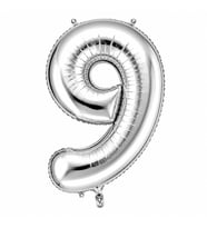 9 Rakam Folyo Balon Gümüş Rengi (100 cm)