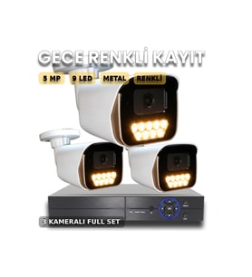 🔐 AURXM2FRT9S38KH6 – 3 Kameralı 5MP Yapay Zeka Destekli Güvenlik Kamera Seti