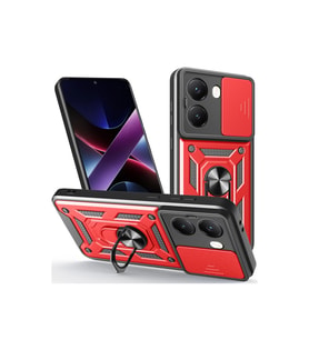 Xiaomi Poco X7 Pro Kılıf Pars Lens Yüzüklü Silikon - Kırmızı