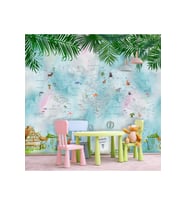 Dreamwall Hayvan Figürlü Harita Desenli Silinebilir Tekstil Duvar Kağıdı (Çok Renkli)