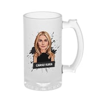 Karikatür Tasarımlı Kadına Hediye Bira Bardağı