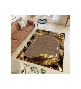 Rovigo Home Dijital Baskı Yıkanabilir Kaymaz Taban Salon Halısı RVG0420 (Kahverengi)