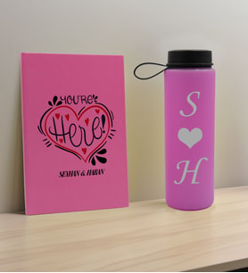 BK Gift Sevgiliye Özel İsimli Pembe Defter ve Cam Matara Hediye Seti-12, Sevgiliye Hediye, Sevgililer Günü, Yeni İş Hediyesi