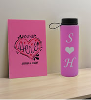 BK Gift Sevgiliye Özel İsimli Pembe Defter ve Cam Matara Hediye Seti-12, Sevgiliye Hediye, Sevgililer Günü, Yeni İş Hediyesi