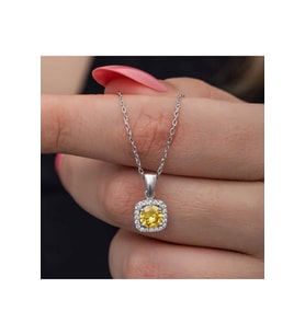 Gümüş Sarı Baget Taşlı Kadın Kolye CSR2181326