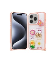 Apple iPhone 15 Pro Uyumlu Kılıf Parlayan Simli Kabartma Figürlü Zore Cevze Kapak (Pembe)