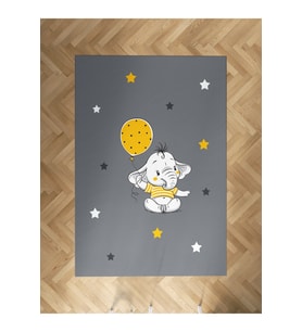 MEKTA HOME BEBEK VE ÇOCUK ODASI Sarı Filli Balon Desenli Halı