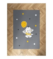 MEKTA HOME BEBEK VE ÇOCUK ODASI Sarı Filli Balon Desenli Halı