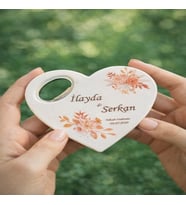 Düğün Nişan Söz İsteme Hediyelik Kişiselleştirilebilir Kalpli Açacaklı Magnet