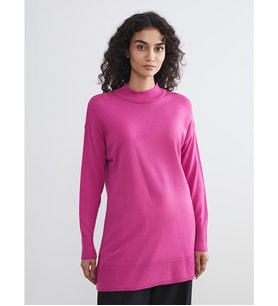 LCW Modest Fuşya Dik Yaka Kadın Triko Tunik