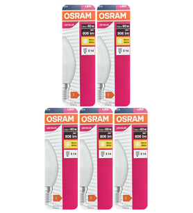 (5 Adet) Ledvance 7,5W Sarı Işık (2700K) E14 Duylu (İnce Duy) Led Ampul