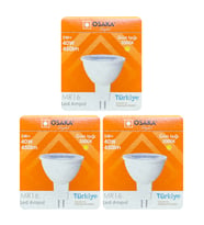 (3 Adet) Osaka 5W (40W) Sarı Işık (3000K) GU5.3 Duylu (İğne Bacak) Led Çanak Ampul