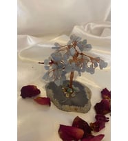 Doğaltaş Avanturin Taşı Doğal Taş Bakır Hayat Ağacı Stres Meditasyon Taşı (Mavi)