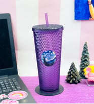 Van Gogh Yıldızlı Gece Star Sky Kristal Desenli Pipetli Bardak 750Ml Mor