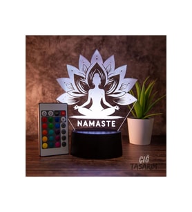 3D LED Yoga Gece Lambası, Rahatlatıcı ve Şık Yoga Temalı Işık (Krem)