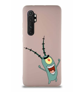 Xiaomi Mi Note 10 Lite Soft Premier Kapak Plankton Tasarımlı Silikon Kılıf - Pudra (Şeffaf)