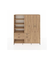 Hyperion Dolap 14 Raflı 4 Çekmeceli 4 Kapaklı 220x44x243 Çam-Çam/Çam