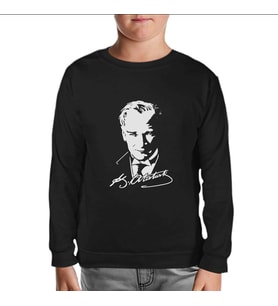 Atatürk - Portre Siyah Çocuk Sweatshirt