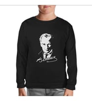 Atatürk - Portre Siyah Çocuk Sweatshirt