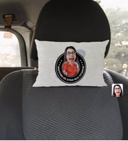 BK Gift Kişiye Özel İsimli Kadın Nihayetinde Karikatürlü Dikdörtgen Araç Koltuk Yastığı-3
