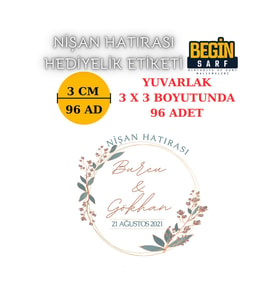 3 CM 4 CM 5 CM 6 CM NİŞAN HATIRASI ETİKETİ KENDİNDEN YAPIŞKANLI KİŞİYE ÖZEL YUVARLAK 018