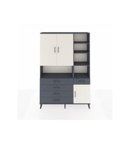 Arges Dolap 8 Raflı 5 Çekmeceli 3 Kapaklı 132x30x195 Antrasit-Aytaşı/Antrasit
