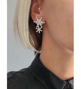 Kar Tanesi Model Kristal Taşlı Küpe