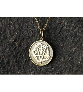 14k Gold Pentagram Wrapped by Snake Necklace, Personalized Pentagram Pendant