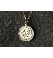 14k Gold Pentagram Wrapped by Snake Necklace, Personalized Pentagram Pendant