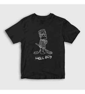 Presmono Unisex Çocuk Siyah Hellboy Lil Peep T-Shirt 36939tt
