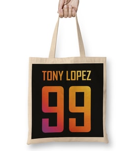 Tony Lopez Logo Name And Birth Year Number Rainbow Bez Çanta Uzun Saplı