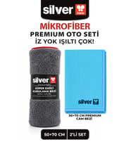 2'li Araç Temizlik Seti 50x70 cm 390 GSM Mikrofiber Kurulama Havlusu ve İz Bırakmayan Premium Cam Bezi