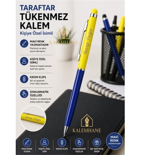 Kalemhane Kişiye Özel Taraftar Tükenmez Kalem Kutulu ve Dokunmatik Özellik- Sarı Lacivert
