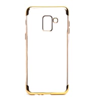 Galaxy A8 2018 Kılıf İnce Köşeleri Renkli Şeffaf Silikon (Gold)