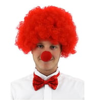 Periboia Kırmızı Renk Kıvırcık Afro Palyaço Seti (Karışık)
