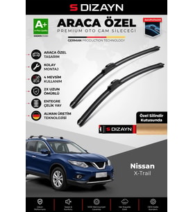 S-Dizayn Nissan X-Trail Ön Cam Silecek Seti 2014 Üzeri Premium Araca Özel 65-43 Cm A+ Kalite