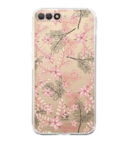 PrintiFy Huawei Y6 2018 Uyumlu Kamera Korumalı Floral Kırmızı Tasarımlı Şeffaf Silikon Kılıf