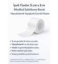 İpek Flaster 5 cm x 5 m Medikal Sabitleme Bandı Hipoalerjenik Yapışkanlı Cerrahi Flaster