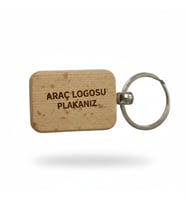Kişiye Özel Mini Dikgörtgen Ahşap Anahtarlık – Araç Logosu ve Plaka Yazılı Lazer Gravür Anahtarlık – Özel Tasarım Araç Anahtarlığı