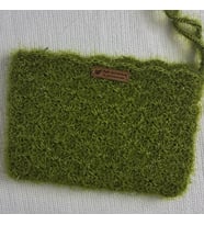 El Emeği Simli Makrome El Çantası - Fermuarlı Ve Astarlı Yeşil Portföy Clutch (21x15 cm) Ayla Karakılçık
