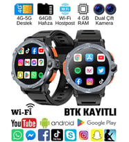 Watch PG 4G LTE Yuvarlak Akıllı Saat 64GB SIM Kartlı Kameralı WiFi Çocuk Ve Yetişkin Huawei iPhone Uyumlu 8 9 10