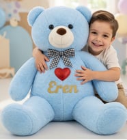 Kişiye Özel İsimli 90 cm Peluş Ayı  Kuzene Kız Erkek Çocuğa Doğum Günü & Özel Gün Hediyesi Sevgiliye Hediye (Açık Mavi)