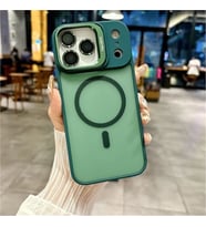 Coverzone iPhone 17 Air uyumlu Kamera Lens Aparatl? Stand Olabilen Magsafe ile uyumlu Kamera Korumal? ?effaf Full Color Magnetic Wireless Telefon K?l?f? Ye?il