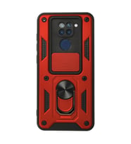 Xiaomi Redmi Note 9 Kılıf Pars Lens Yüzüklü Silikon - Kırmızı