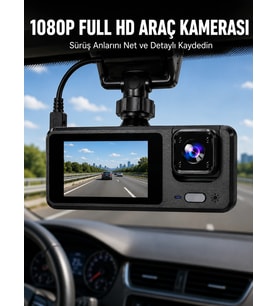 3 Kanallı Araç Kamerası - Full Hd 1080p Kayıt, 2' Ekran, Park Gözetimi Desteği Yeni Nesil