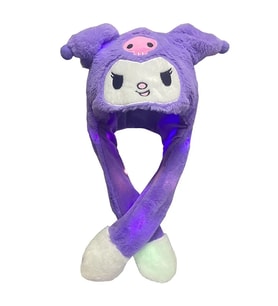 MJ TOYS Mor Kulakları Hareket Eden Işıklı Kuromi Şapka Tavşan PELUŞ hediye